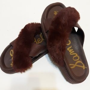Sam Edelman- BIANCA faux fur slides-maroon